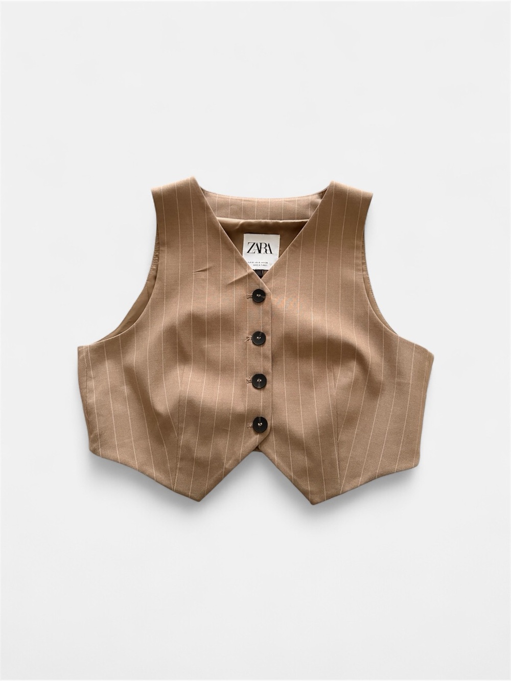ZARA Pinstripe Crop Vest with Dark Buttons